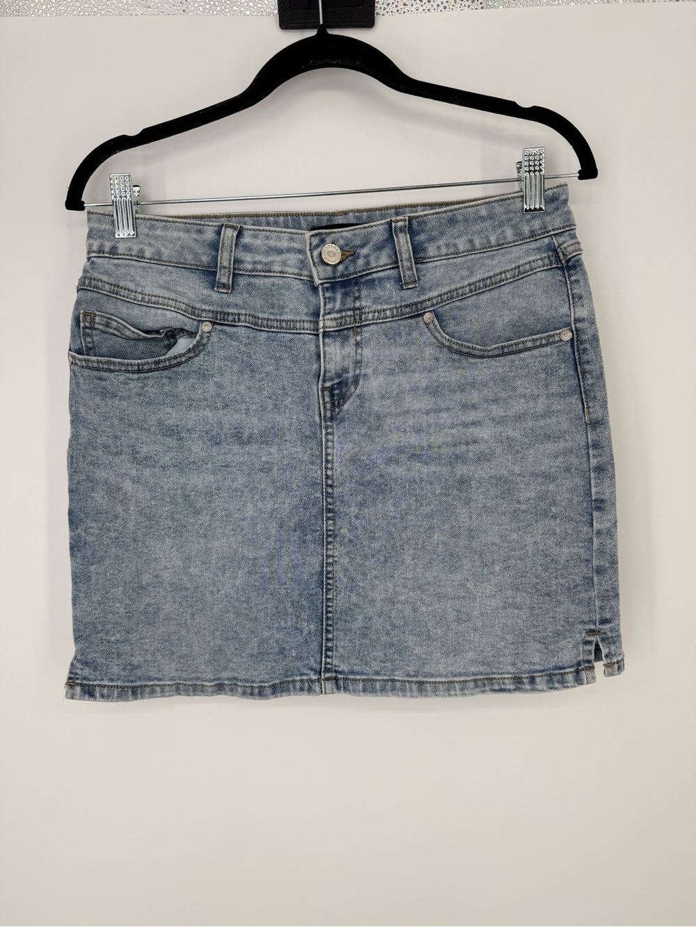 Sincerely Jules Classic Light Wash Denim Mini Skirt - Blue 9